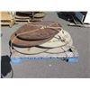 Image 2 : Pallet Approx. 5 Wooden Round Folding Tables Misc Size