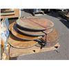 Image 2 : Pallet Approx. 12 Wooden Round Folding Tables Misc Size