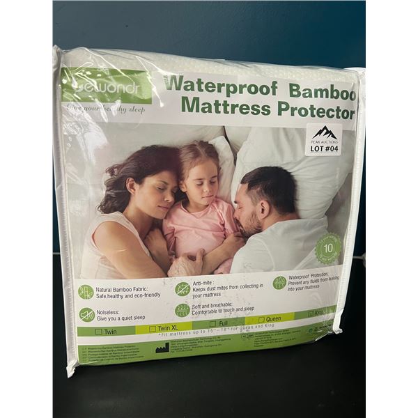 Lot of 1 Waterproof Bamboo Mattress Protector - King Size