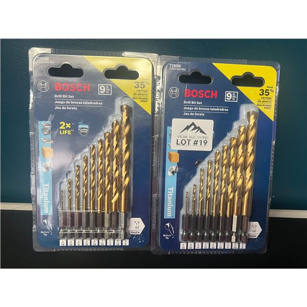 Lot of 2 Bosch Titanium Drill Bit Sets