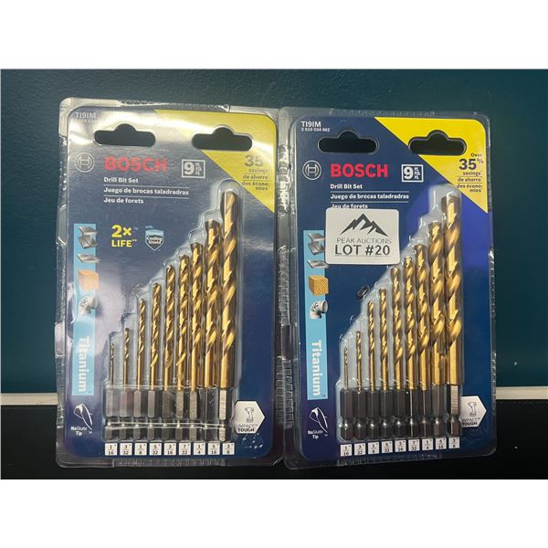Lot of 2 Bosch Titanium Drill Bit Sets