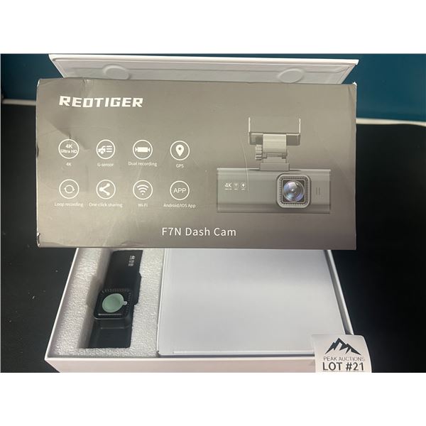 Lot of 1 RedTiger F7N 4K Dash Cam w/ Dual Recording & Built-In Wi-Fi & GPS