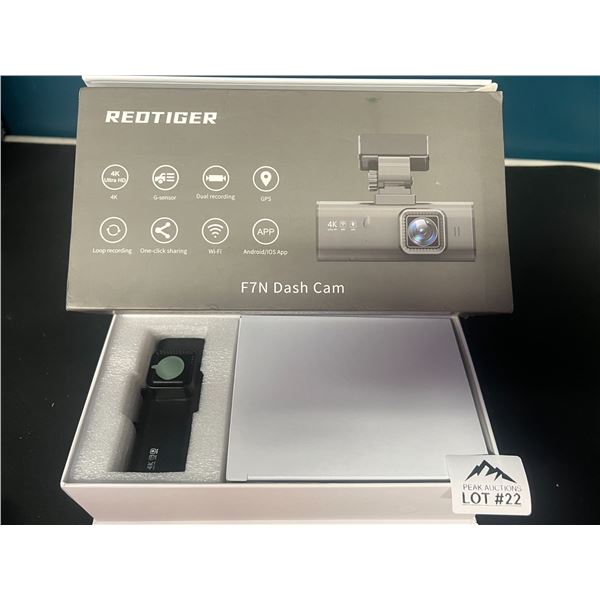 Lot of 1 RedTiger F7N 4K Dash Cam w/ Dual Recording & Built-In Wi-Fi & GPS