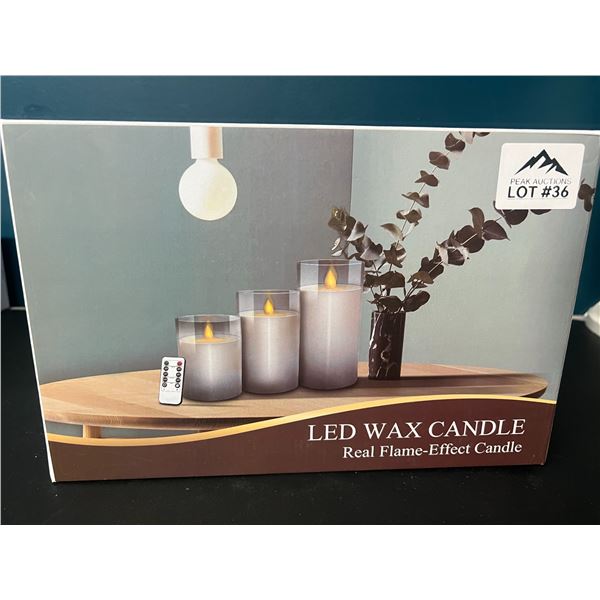 Lot of 1 3pack LED Glass Flameless Candle Set