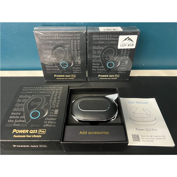 Lot of 3 Power Q23 Pro Wireless Sport Bluetooth 5.1 Earbuds