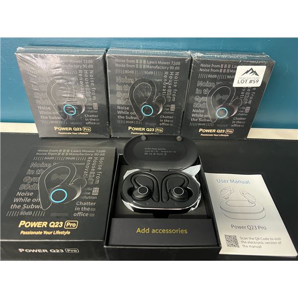 Lot of 4 Power Q23 Pro Wireless Sport Bluetooth 5.1 Earbuds