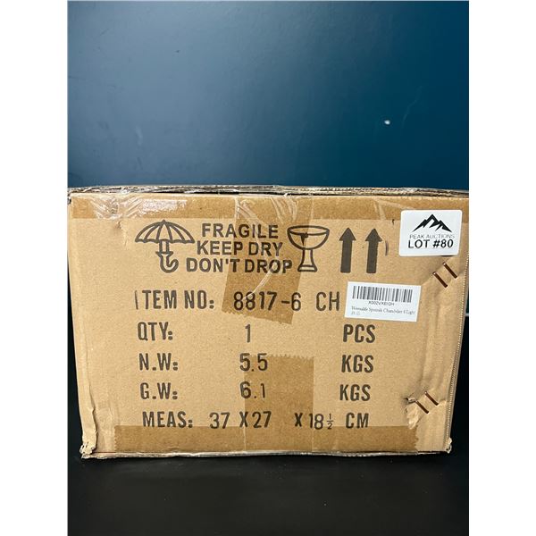 Lot of 1 Sputnik 6-Light Glass Chandelier