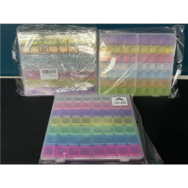 Lot of 3 Storage Containers for Diamond Dots/Diamond Paintings/Beads/Gems - 56 Grid Boxes
