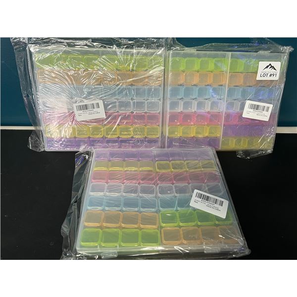 Lot of 3 Storage Containers for Diamond Dots/Diamond Paintings/Beads/Gems - 56 Grid Boxes