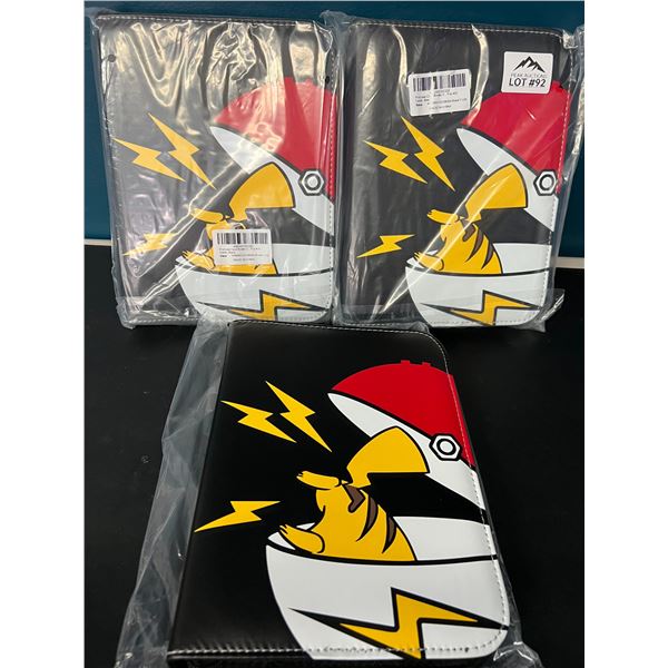 Lot of 3 Pokemon Leather 4-Pocket Premium Card Binders