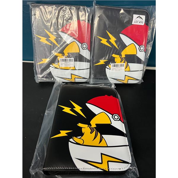 Lot of 3 Pokemon Leather 4-Pocket Premium Card Binders