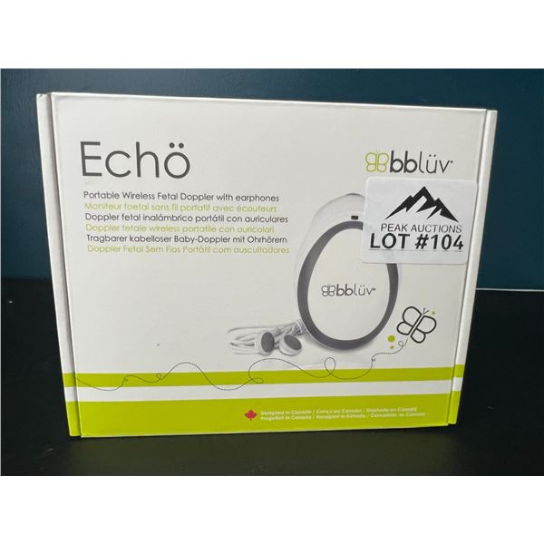 Lot of 1 Echo Portable Wireless Fetal Doppler w/ Earphones - Listen to Baby's Heartbeat at Home!