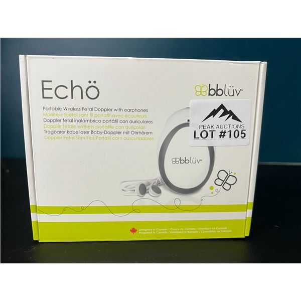 Lot of 1 Echo Portable Wireless Fetal Doppler w/ Earphones - Listen to Baby's Heartbeat at Home!