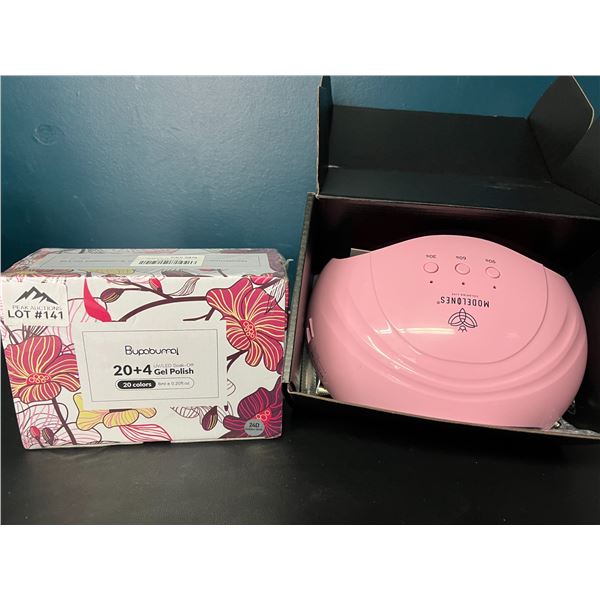 Lot of 1 UV Gel Nail Lamp and 20 Colour Gel Nail Polish Set