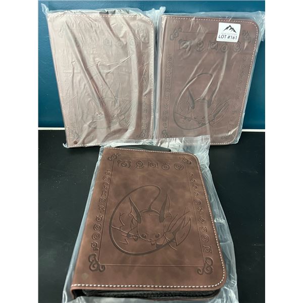 Lot of 3 Pokemon Leather 4-Pocket Premium Card Binders
