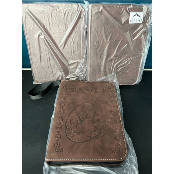 Lot of 3 Pokemon Leather 4-Pocket Premium Card Binders