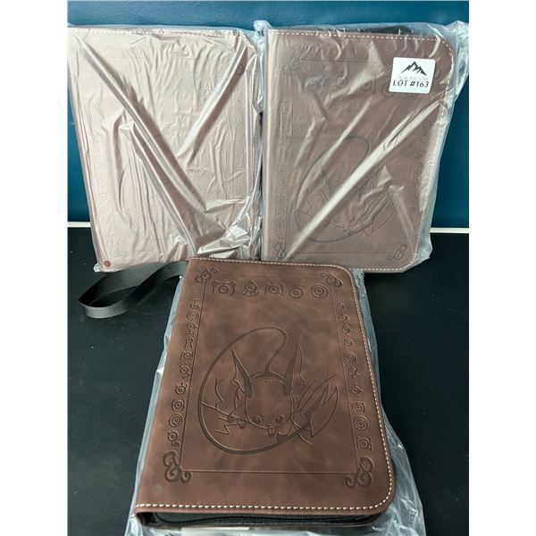 Lot of 3 Pokemon Leather 4-Pocket Premium Card Binders