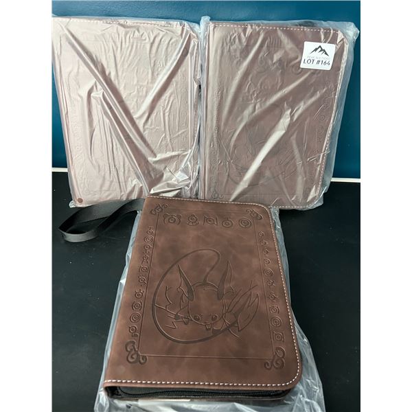 Lot of 3 Pokemon Leather 4-Pocket Premium Card Binders