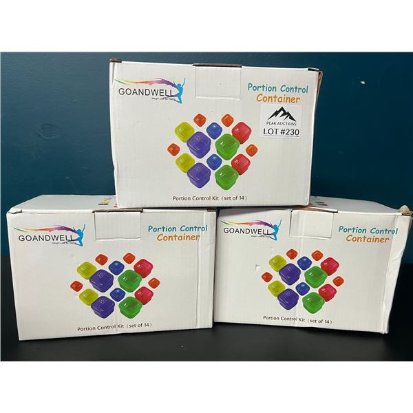 Lot of 3 Boxes of Portion Control Containers - 14pcs Per Box