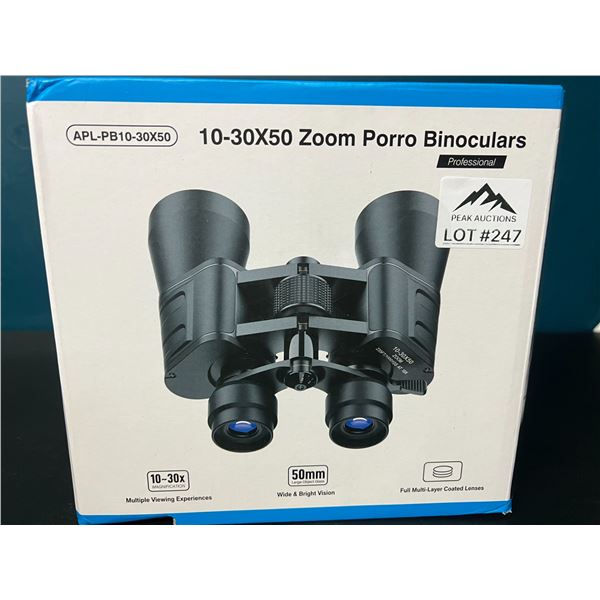 Lot of 1 Pair of 10-30x50 Zoom Porro Binoculars