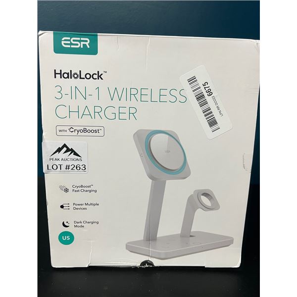 Lot of 1 HaloLock 3-in-1 Wireless Charger with Cryoboost Fast Charging