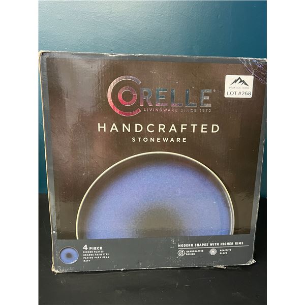 Lot of 1 Set of Corelle Stoneware Dinner Plates - Navy Blue - 4PCS