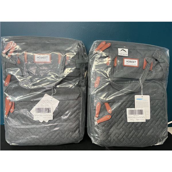 Lot of 2 Backpack Style Diaper Bags w/ Changing Insert - Grey