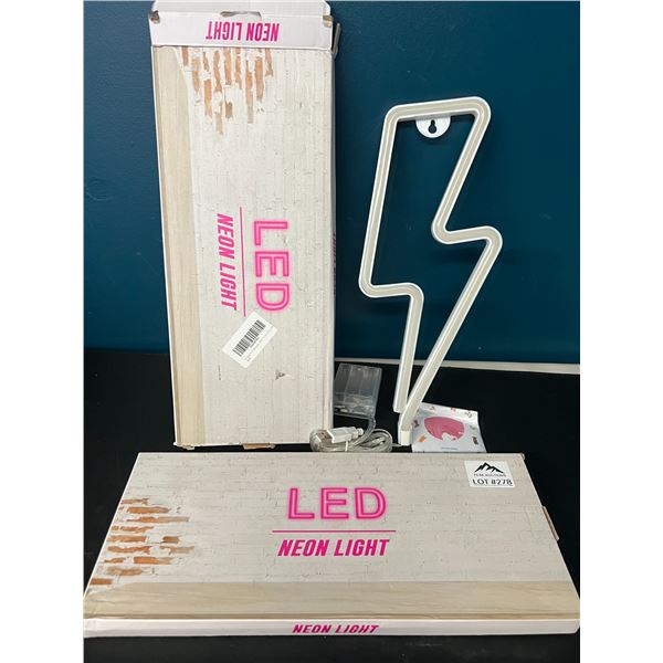 Lot of 2 LED Neon Lights - Lightning Bolt - 13 inches
