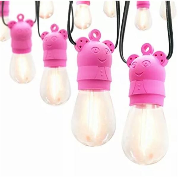 Lot of 1 LED String Lights w/ Edison Bulbs - 25FT Length - Pink Base