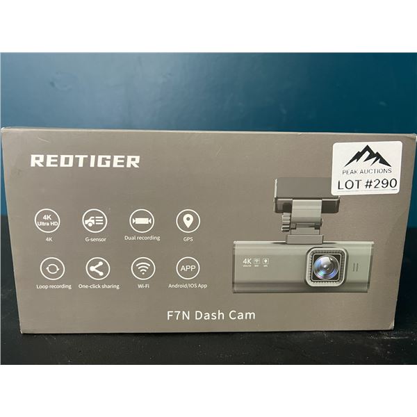 Lot of 1 RedTiger F7N 4K Dash Cam w/ Dual Recording & Built-In Wi-Fi & GPS