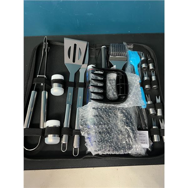 Lot of 1 25PC BBQ Accessories Set w/ Case