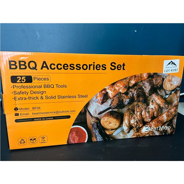 Lot of 1 25PC BBQ Accessories Set w/ Case