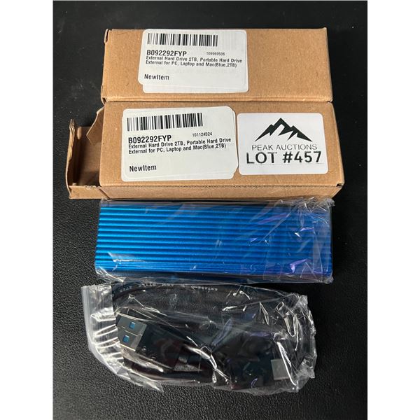 Lot of 2 2TB External Portable Hard Drives for Photos/Videos/Files (Blue)