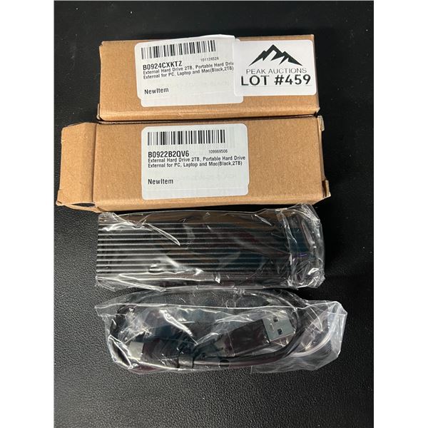 Lot of 2 2TB External Portable Hard Drives for Photos/Videos/Files (Black)