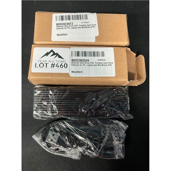 Lot of 2 2TB External Portable Hard Drives for Photos/Videos/Files (Black)