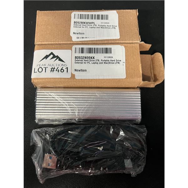 Lot of 2 2TB External Portable Hard Drives for Photos/Videos/Files (Black)