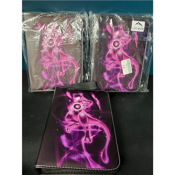 Lot of 3 Pokemon Leather 4-Pocket Premium Card Binders