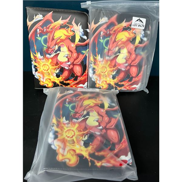 Lot of 3 Pokemon Leather 4-Pocket Premium Card Binders