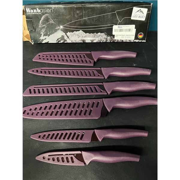 Lot of 1 6PC Kitchen Knife Set - Purple