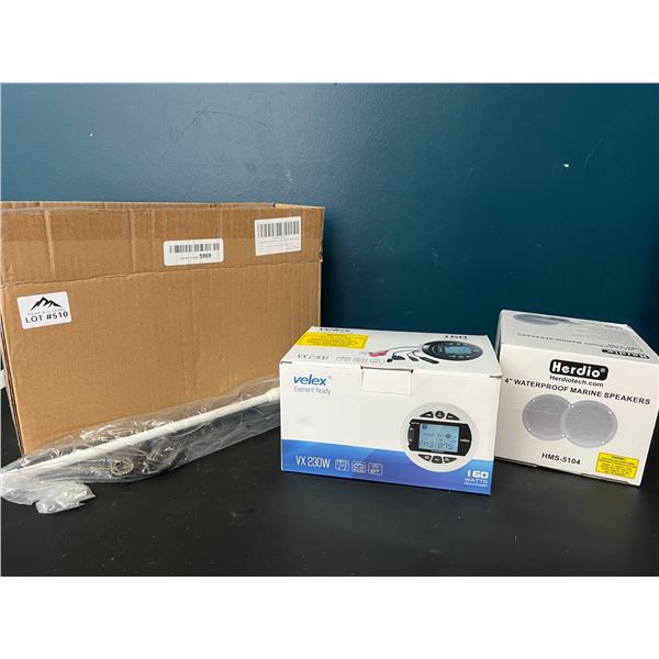 Lot of 1 Velex Element Ready VX 230B Marine Radio w/ 4" Waterproof Marine Speakers
