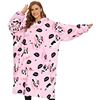 Image 1 : Lot of 1 Wearable Blanket Oversized Sherpa Hoodie - Pink BullDog Design by Three Poodle