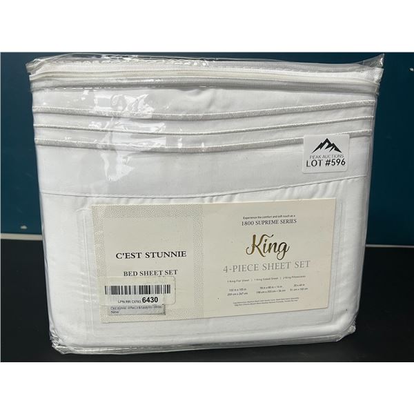Lot of 1 King Size Sheet Set - 4PCS - White