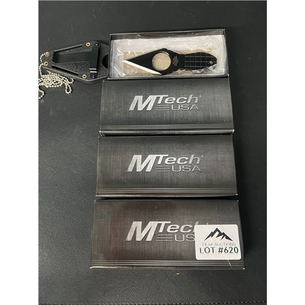 Lot of 3 MTech USA Tactical Fixed Blade Grenade Style Neck Knives - MT-588BK