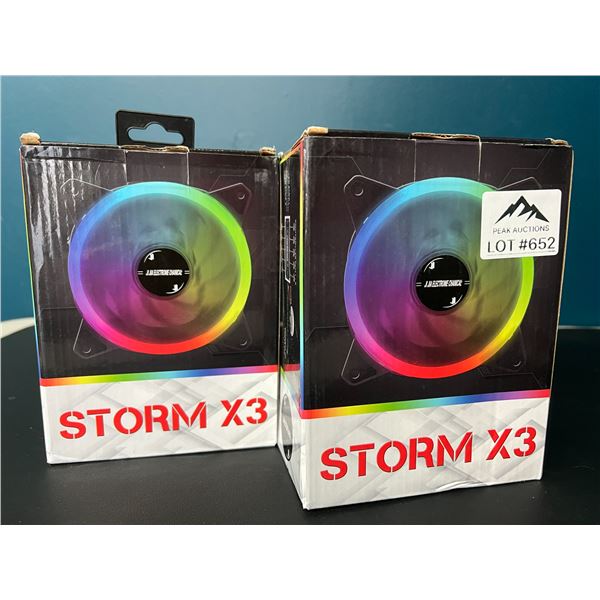 Lot of 2 Storm X3 LED ARGB Light-Up Gaming Fans for PC