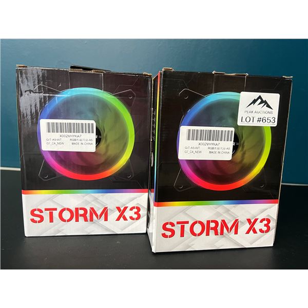 Lot of 2 Storm X3 LED ARGB Light-Up Gaming Fans for PC