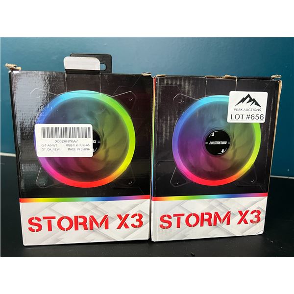 Lot of 2 Storm X3 LED ARGB Light-Up Gaming Fans for PC