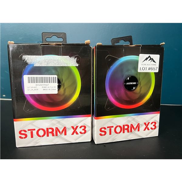 Lot of 2 Storm X3 LED ARGB Light-Up Gaming Fans for PC