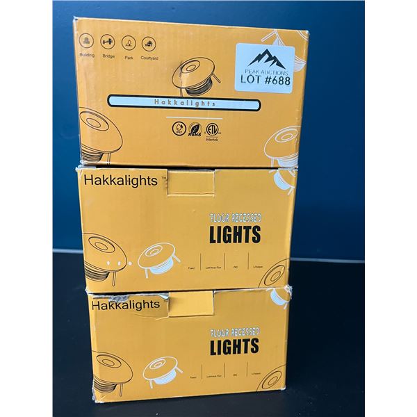 Lot of 3 Boxes of Hakkalights/LED Floor Recessed Lights (6 per box)