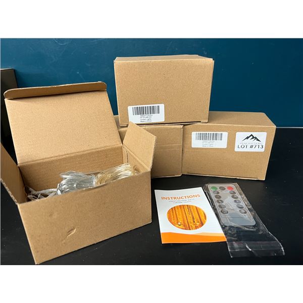 Lot of 4 Boxes of LED Curtain String Lights w/ Remote Control