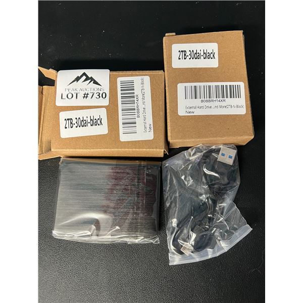 Lot of 2 2TB External Portable Hard Drives for Photos/Videos/Files (Black)